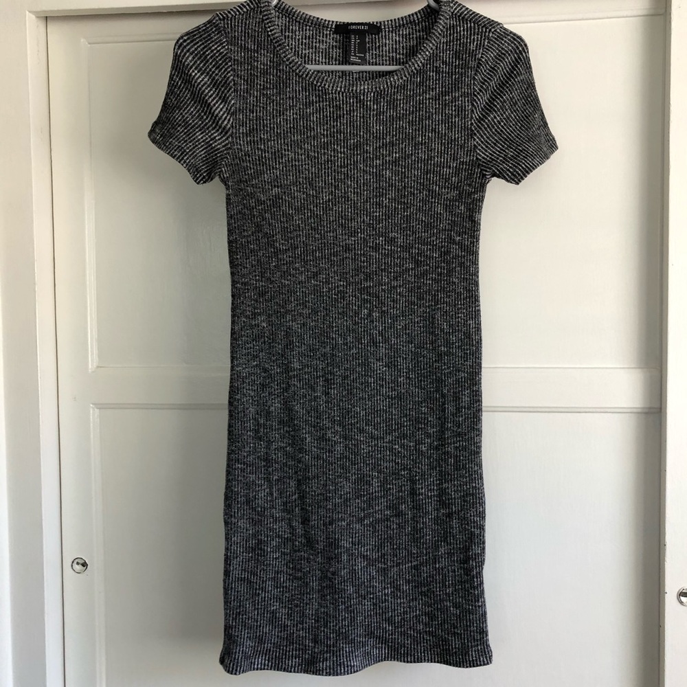 Dark Grey Short Sleeve Mini Dress